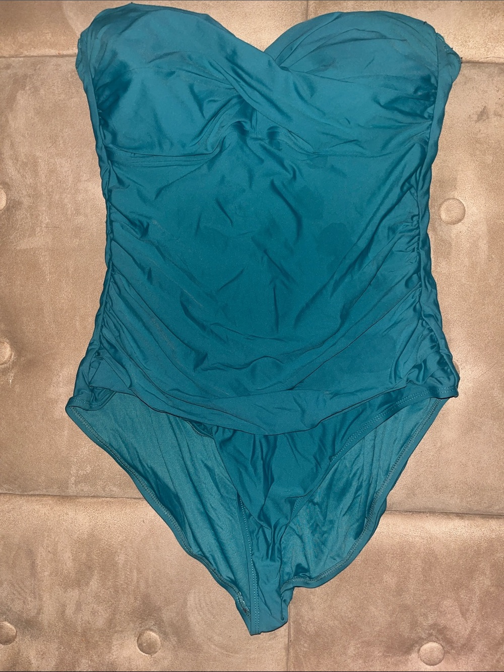 Teal Women's One-Piece Swimsuit with Sweetheart Neckline